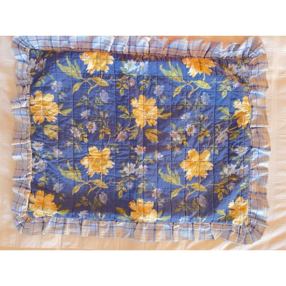 Laura Ashley Home Emilie Std Pillow Shams Quilted 100% Cotton Ruffles Cottage - Picture 11 of 11